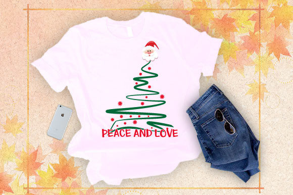 Christmas T-shirt Peace and Love Graphics & Designs
