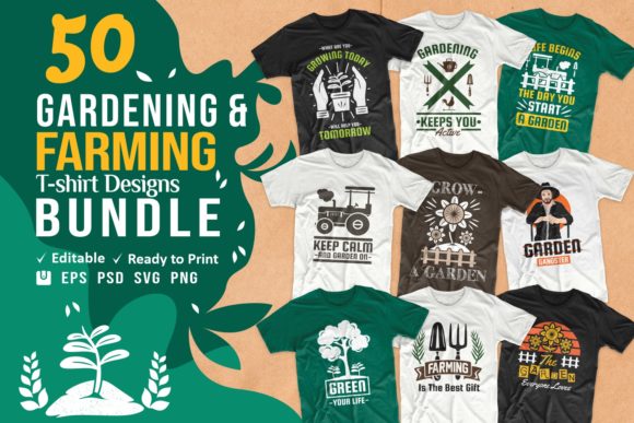 Gardening T Shirt Design Bundle: Graphics & Print Templates